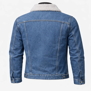 Manufacturer Wholesale Apparel Winter Fleece Lined Denim <b>Jacket</b> <b>Trucker</b> Coat Vintage Button Casual Warm Outerwear Denim <b>Jacket</b> - Product Image 2