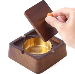 Cenicero sin humo de madera 2025 con revestimiento de acero inoxidable, fácil de limpiar, para uso interior o exterior de la oficina en el hogar - Product Image 1