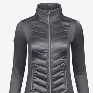 OEM personalizado bordado hombres/mujeres chaquetas de montar a caballo Abrigos Chaqueta alta Puffer para las mujeres Cremallera Cuello alto Color gris - Product Image 2