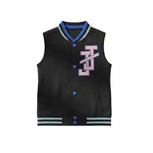 Gilet universitaire pour filles Jack and Jill avec patch en chenille, boutons-pression, sans manches, décontracté, tendance, haut pour jeunes, vêtements scolaires - Product Image 1