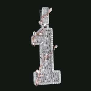 Custom Lab Grown Player Number <b>Pendant</b> 925 Silver Rose <b>Gold</b> Plated Diamond Number <b>Pendants</b> 1-11 Luxury Iced Out Charms wear - Product Image 2