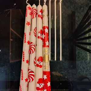 Festive <b>Candy</b> <b>Cane</b> Christmas Taper <b>Candle</b> Set 4 Paraffin Soy Wax Lavender Fragrance Smokeless for Christmas Easter Winter - Product Image 2