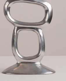 Nordic Abstract Hollow Oval <b>Candlestick</b> Holder Set Contemporary <b>Silver</b> Metal Taper Candle Stands for Modern Tabletop & Living - Product Image 2