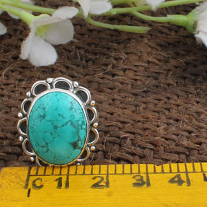 Vintage <b>Turquoise</b> <b>Ring</b> 925 Sterling Silver Boho Style Jewelry Natural Blue Stone Statement <b>Ring</b> for Women Handcrafted Design - Product Image 4