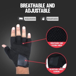 ถุงมือออกกำลังกายกันลื่นแบบระบายอากาศได้ดี สีดำเจ็ทแบล็ค - Product Image 5