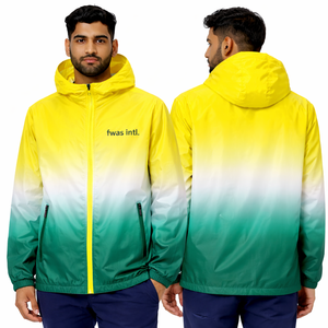 Chaqueta cortavientos de nailon con capucha y degradado, de alta calidad, para hombre, impermeable, para ciclismo, entrenamiento al aire libre. - Product Image 1