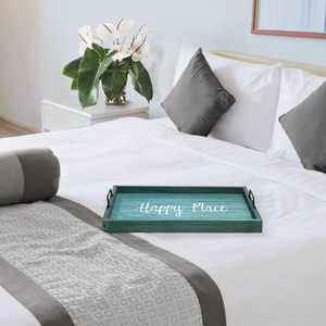 Bandeja de Servir de Madera de Diseño Exclusivo y Alta Calidad con Asa de Hierro Negra, Diseño Serigrafiado, Plato Decorativo Disponible - Product Image 5
