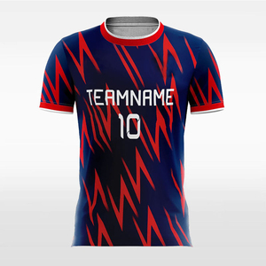 Maillot de football personnalisé sublimé pour homme, blanc, vert, rouge, imprimé géométrique, col en V, manches courtes, polyester respirant, taille adulte - Product Image 5