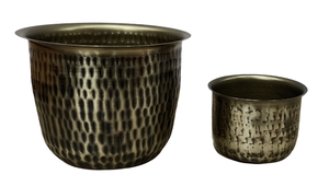 Ensemble de 2 vases décoratifs en métal martelé laiton antique, grands vases à fleurs pour la maison, le salon, le hall d'hôtel, la décoration de mariage - Product Image 4