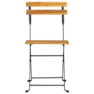 Conjunto de Mesa y Sillas de Bistró Medianas, Madera de Acacia Sólida en Marrón y Negro para Uso en Jardín - Product Image 4