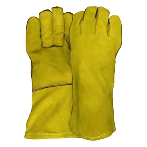 Guantes de Soldador de Cuero Vacuno Rojo, Reflectantes, de Seguridad Industrial, Resistentes, Anti-Calor y Chispas - Product Image 4