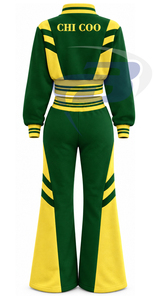Ensemble de survêtement vert et jaune pour femmes Chi Eta Phi, manches longues, demi-zip, cordon de serrage, pantalon de jogging, tenue sportive décontractée - Product Image 2