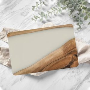 Resin Epoxy Wave Rectangle Non-Toxic Easy to Clean Dishwasher <b>Safe</b> 1.3cm Thick Chopping Block with Resin <b>Knife</b> Handle - Product Image 1