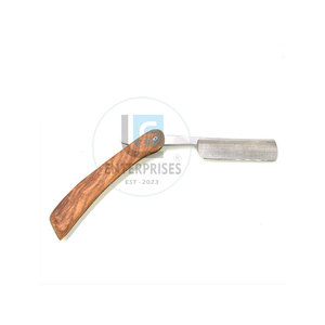 Solid Color Stainless Steel Wood Handle Professional Use Reusable Durable High Quality <b>Straight</b> Shaving <b>Razors</b> - Product Image 2
