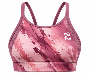 Sujetador deportivo personalizado para mujer, color rosa, con paneles de malla, top de entrenamiento, soporte medio, para gimnasio, yoga, fitness, ropa deportiva - Product Image 1