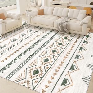 Alfombra Grande de Estilo Bohemio con Diseño Geométrico de 5x7, Alfombra Interior Moderna Antideslizante y Suave con Característica Plegable y Lavable para Sala de Estar - Product Image 1
