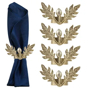 Modern Leaf Shape Eco-Friendly Napkin Rings Zinc Alloy Durable Party Table Decoration 5 Cm Width Lavie Creations - Product Image 5
