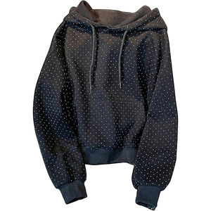 Sudadera con Capucha Unisex con Letras de Cristal y Pedrería, Estilo Oversize, Personalizable con Bordado, de Forro Polar, Ropa Urbana - Product Image 5