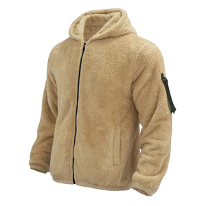 Chaqueta de Forro Polar Sherpa con Capucha para Hombre, Corte Regular, Color Sólido, Ropa Casual de Invierno, Bolsillo con Cremallera Negra, Transpirable, de Secado Rápido, 400g - Product Image 4