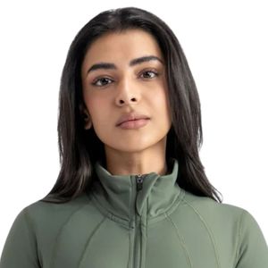Olive Green <b>Women's</b> Fitted Cropped <b>Jacket</b> Zip Front High Collar Long Sleeve Stretch Activewear Top Casual Workout Sportswear - Product Image 4