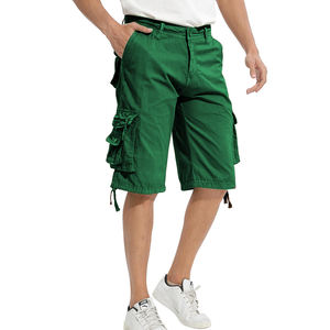 Algodón puro 100%/tela personalizada Streetwear Cargo Shorts Logo de secado rápido verano Multi-Bolsillo liso Cargo pantalones cortos Hombre - Product Image 4