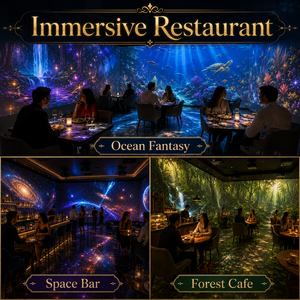 Sistema de Visualización Inmersivo para Restaurantes con Animaciones de Océanos, Bosques y Alimentos - Product Image 6