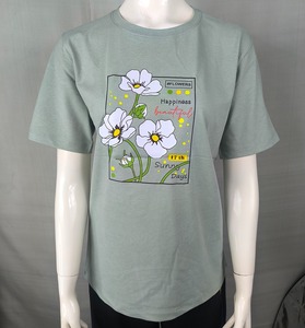 Camiseta Casual de Cuello Redondo para Mujer, Logotipo Rojo y Blanco, Transpirable, Corte Regular, Primavera Verano, Tejido de Punto, 180gsm, Algodón de B - Product Image 5