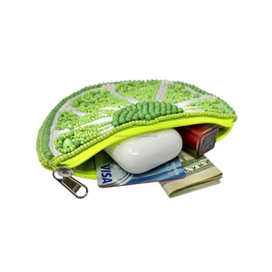 Lime Slice Beaded Pouch Green Citrus Fruit Clutch Summer Trendy Party Bag Unisex Monedero Novedad Accesorio Cremallera Exportación DMM - Product Image 2