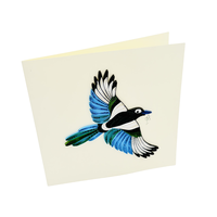 Carte de vœux faite à la main en quilling, thème Pie-mouchette à bec noir, avec enveloppe, thème animal, cadeaux spéciaux, décoration en papier