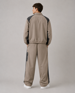 Survêtement coupe-vent personnalisable à blocs de couleur, imperméable, léger, avec col, veste utilitaire en nylon, ensemble de jogging, vente en gros OEM - Product Image 4