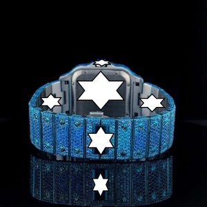 Nouvelle conception, montre mécanique de luxe faite à la main en acier inoxydable, mouvement japonais, boîtier carré, verre saphir, bouton poussoir, fermoir caché, bleu - Product Image 3