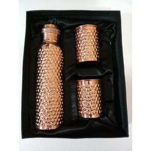 Hammered Texture Antique Copper Bottle With Glass Sets Custom Box Packed Eco Friendly Reusable & Dishwasher Safe Water Bottle - Product Image 5
