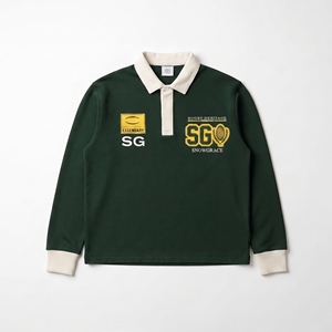 Maillot de rugby Snowgrace à manches longues, col rabattu, logo brodé, coupe classique pour homme, chemise de sport pour adulte - Product Image 1