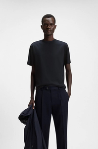 Camiseta de Cuello Redondo Negra Lisa de Alta Calidad para Hombre, 100% Algodón, Anti-Pilling, Manga Corta, Personalizable con Logotipo Estampado en la Parte Delantera, Tejido Formal - Product Image 3