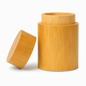 Tarro Redondo de Bambú para Almacenamiento de Uso Industrial con Tapa para Gelatina, Acabado en Madera Natural - Product Image 3