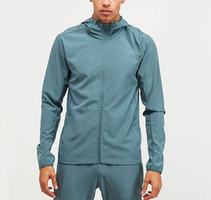Conjunto de Chaqueta Deportiva con Capucha para Hombre, Chaqueta Deportiva con Cierre Completo y Pantalones a Juego, Ligera, Transpirable, de Poliéster de Secado Rápido, Color Sólido - Product Image 4