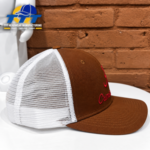 Gorra Trucker Personalizada de 6 Paneles, Malla Marrón y Blanca, Logotipo Bordado, Cierre a Presión, Fabricante Vietnamita, OEM, ODM, Venta al Por Mayor, Fábrica de Gorras de Béisbol - Product Image 3