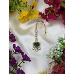 Tanvi Moissanite Mang Tika-Brass Indian Ethnic Artificial Jewellery for Casual Wear - Product Image 1
