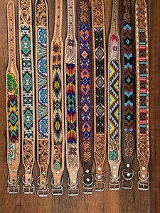 High Quality Adjustable Hand Tooled Leather Beaded Pet Collars Soft <b>Padded</b> Genuine Cowhide Leather Durable Heavy Duty Dog Collar - Product Image 6