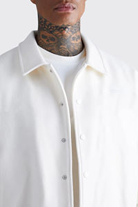 Veste universitaire personnalisée pour homme, couleur crème, col rabattu, fermeture boutonnée, style décontracté, coupe classique, couleur unie, en coton, pour l'automne - Product Image 5