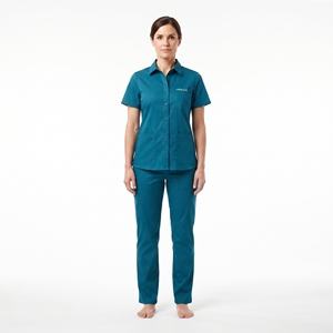 Blouse d'infirmière pour femme, veste de travail médicale respirante à manches courtes, boutonnée sur le devant avec poches - Product Image 5