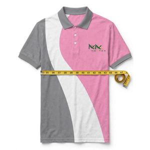 Polo Personalizado en Bloques de Color Rosa, Blanco y Gris, Camiseta de Algodón Piqué de Arte Moderno para Hombre, Uniforme de Equipo con Logotipo Bordado, Venta al Por Mayor OEM - Product Image 6