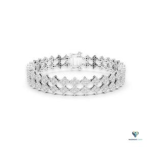5.12 CT White <b>Gold</b> Round Lab Grown Diamond Bracelet in 18K <b>Solid</b> <b>Gold</b>, Geometric Cluster Link Statement Bracelet - Product Image 1