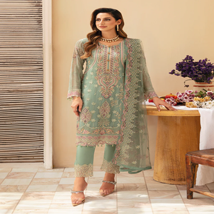 Ensemble Salwar Kameez brodé rose pour femme, en rayonne, tenue traditionnelle indienne et pakistanaise pour mariage, longueur cheville, coupe classique - Product Image 4