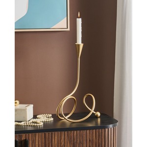 Porte-bougie en métal doré abstrait en spirale, style nordique unique, en fil de fer, chandelier de luxe, centre de table, décoration intérieure - Product Image 4