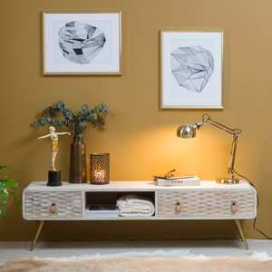 Mueble para TV de madera de mango blanqueada Vandana Mira Sierra - Product Image 2