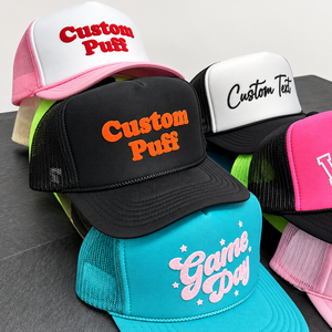 โรงงานผลิตหมวกส่งเสริมการขาย VN หมวกโฟมแบบ Trucker สั่งทำได้ พิมพ์โลโก้แบบ Puff Print หมวกตาข่ายแบบ Snapback ขายส่ง ผู้ผลิตเวียดนาม รับผลิตแบบ OEM ODM - Product Image 6