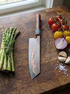 Juego de 2 Cuchillos de Chef de Acero Damasco con Acabado Cobre, Cuchillo de Carnicero, Cuchillo para Cortar Carne, Cuchillo de Cocina Profesional - Product Image 2