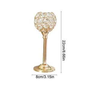 Golden Crystal Ball <b>Candlestick</b> <b>Holder</b> 22cm Tall <b>Brass</b> Home Decoration Wedding Decor - Product Image 6