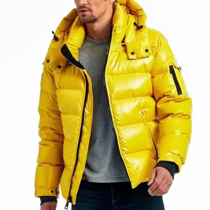 Unisex Black Coated Sheep Hooded Puffer <b>Jacket</b> <b>Fleece</b> <b>Lining</b> Zipper Closure Windproof Casual Winter Outerwear Regular Fit - Product Image 5